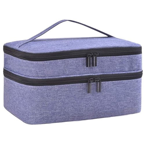 LYFFXYH Nail Polish Carrying Case -Holds 30 bottles(15ml-0.5fl.oz)，Nail Polish Bag organizer, Double-layer Storage Bag for Nail Polish and Manicure Set, Cosmetic Travel Cases(Blue-Purple)