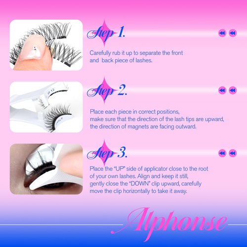 Reusable Magnetic Eyelashes with Applicator Manga Magnetic Lashes with Clamp Natural Look No Glue False Eyelashes Without Eyeliner ALPHONSE pestañas postizas magneticas