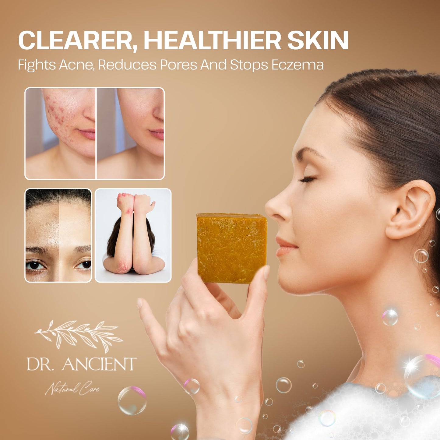 Dr.Ancient Sulfur Soap for Acne-Prone Skin & Dark Spots – Sulphur Soap Bar for Oily Skin, Helps Reduce the Appearance of Breakouts & Hyperpigmentation, Deep Cleansing for Clearer 5 oz (Pack of 2)