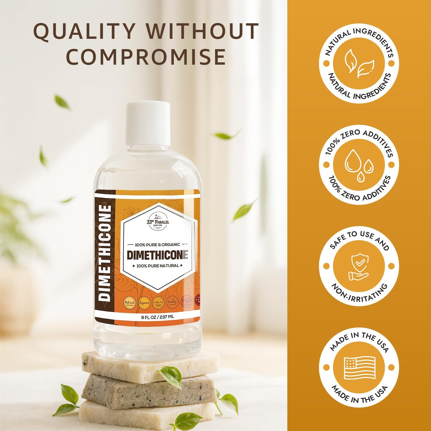 33rd Parallel | DIMETHICONE Oil (32 oz) 100% Pure, Cosmetic Grade | 350 CST Medium Viscosity | Used in Moisturizers, Lotions, Primers, Foundations, Hair Products, Sunscreen, Wound Care | 32 Ounces