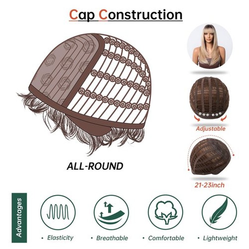 testar Long Blonde Straight Wig for Women Ombre Platinum Wigs With Bangs Synthetic Heat Resistant Wig Natural Looking For Daily Use