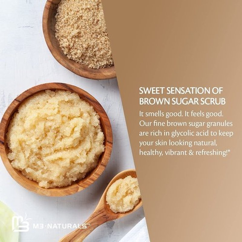 Brown Sugar Scrub Face Foot & Body Exfoliator Infused with Collagen and Stem Cell Natural Exfoliating Salt Body Scrub for Toning Skin Cellulite Skin Care by M3 Naturals