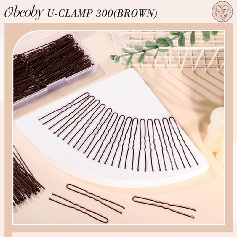 obeboy U Shaped Hair Pins, 300 PCS Brown Bobby Pins with Box Hair Pins for Women Girls Hair Buns Updos French Twists, for Thick/Thin Hair 2.4 Inch