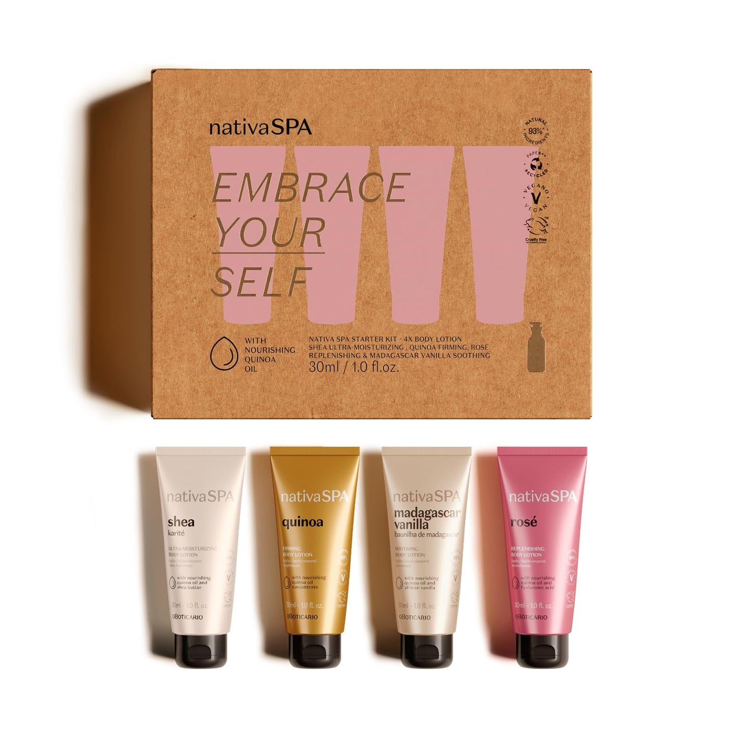 nativaSPA Embrace Your Self Nativa Spa Starter Kit - 4x Body Lotion, 1 Fl Oz (Pack of 1)