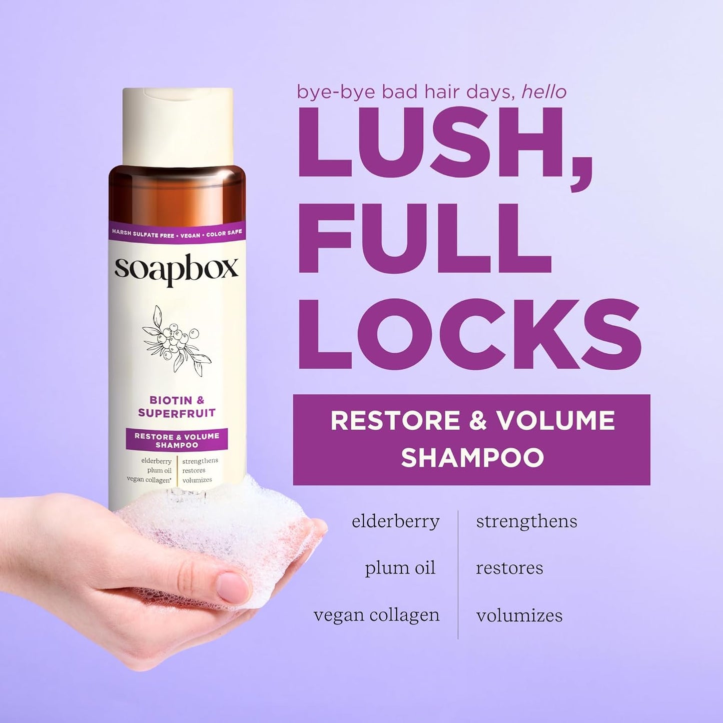 Soapbox Shampoo, Vegan & Cruelty Free Hydrating Shampoo with Tea Tree with Shea Butter, Color Safe, Paraben and Harsh Sulfate Free All Natural Hair Cleanser, 16oz (Pack of 3)