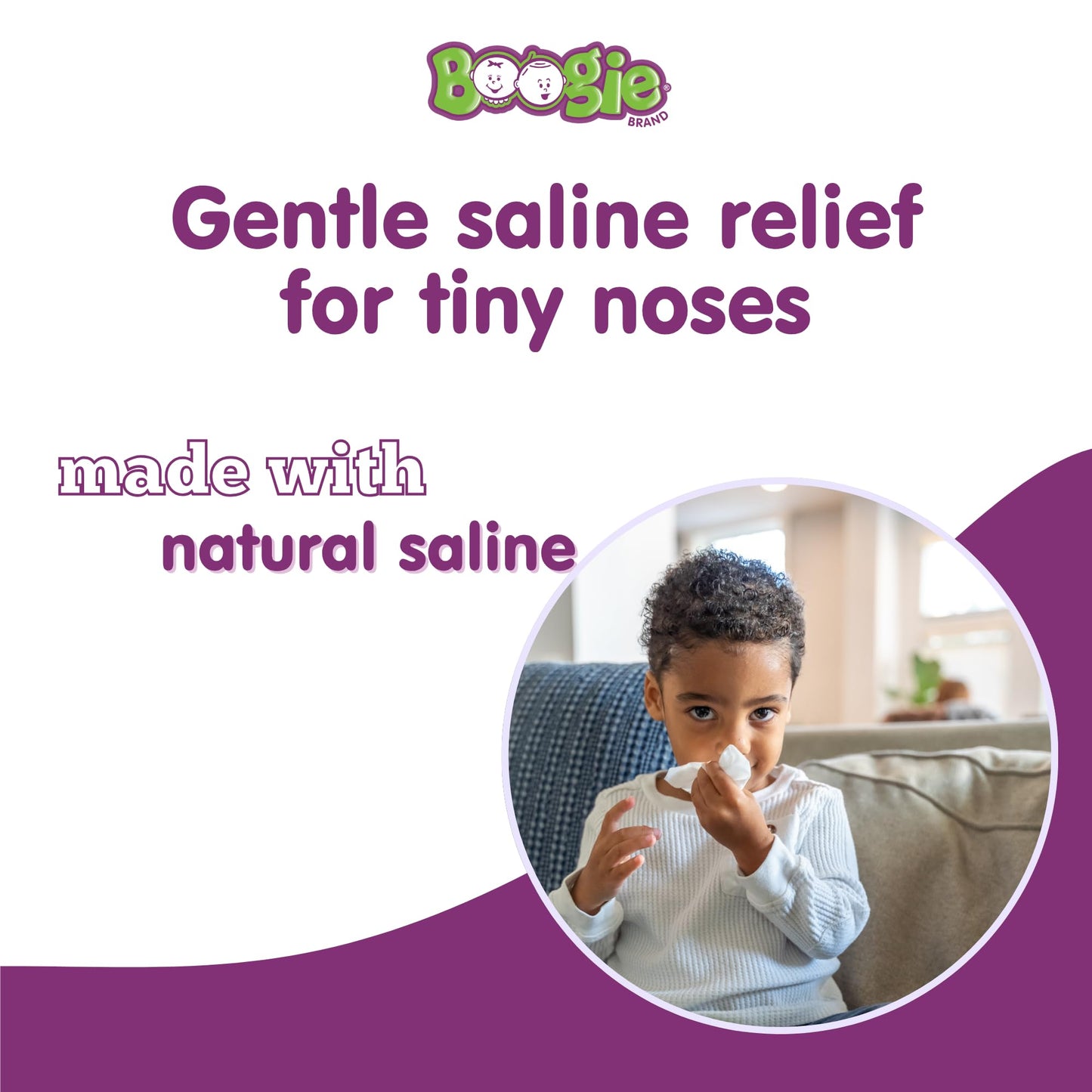 Boogie Wipes Gentle Saline Nose Wipes - 45 Count - Lavender Scent, Hypoallergenic & Alcohol-Free - Allergy Relief - Made with Natural Saline, Aloe, Chamomile & Vitamin E - Diaper Bag Essential