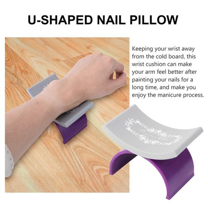 Beaupretty 2 Pieces Nail Arm Rest,Manicure Hand Pillow U Shape Cushion Pillow Professional Nail Rest Cushion Table Desk Station Manicure Tool(Purple,Purple)