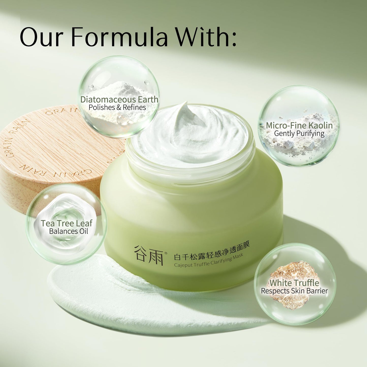 Kaolin Clay Masks for Face | Mud Mask GUYU with Tea Tree | Deep Pore Cleansing Mask for Blackheads | 0% Irritation for Sensitive | Fluffy No Tightness |Purifying, Oil Balancing, Refining (3.5 Oz/100g)