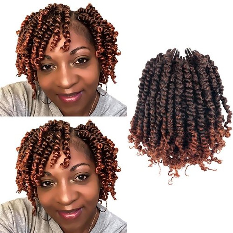 The BOHOBABE Pre-twisted Passion Twist Crochet Hair 6 Inch Short Pre-looped Crochet Passion Twist Braiding Hair 8 Packs (T350)