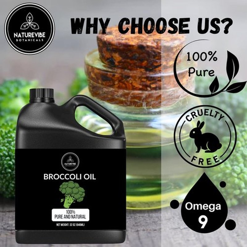 Naturevibe Botanicals Broccoli Oil 32 Ounces | 100% Pure and Natural | Great for Skin Care and Hair Care