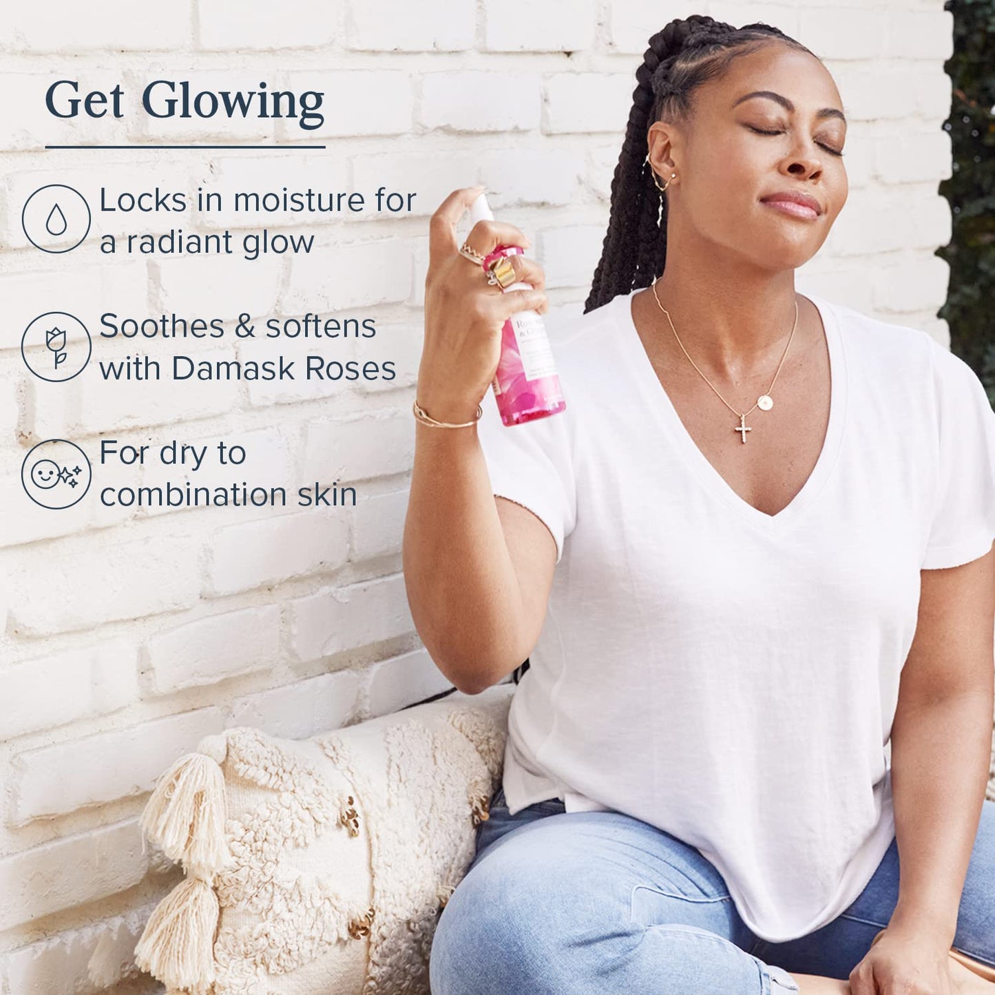 Heritage Store Rosewater with Glycerin | 100% Pure Vegan | Benefits Skin, Hair and More | Facial Toner and Moisturizer | Mist Spray, 8 Fl Oz (Pack of 2)