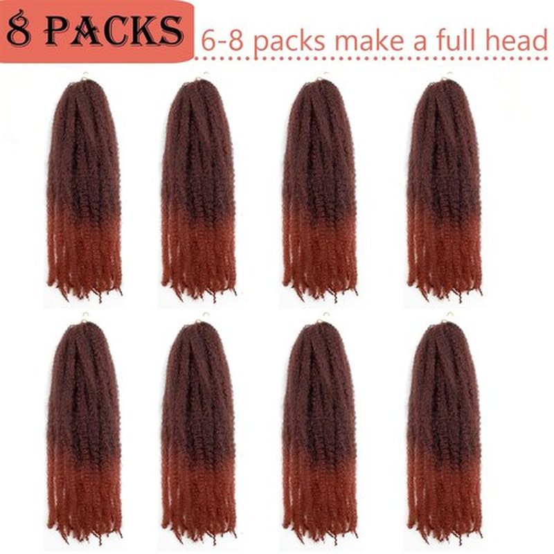 Marley Hair 24 Inch Marley Twist Hair Afro Twist Marley Braiding Hair for Faux Locs Crochet Hair Synthetic Hair Extensions(8Packs,1B/350, 24inch)