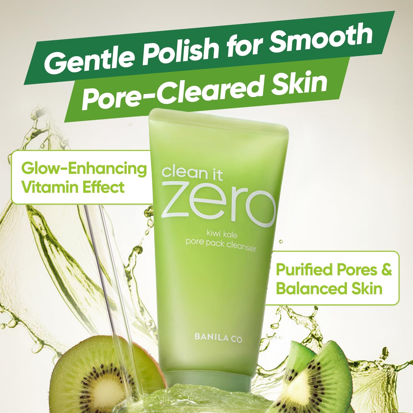 BANILA CO Clean It Zero Kiwi Kale Pore Clarifying Facial Wash | Vegan Cleanser for Smooth, Balanced Skin | Gentle Exfoliating Wash-Off Pack for Refining Texture (180g / 6.35 oz)