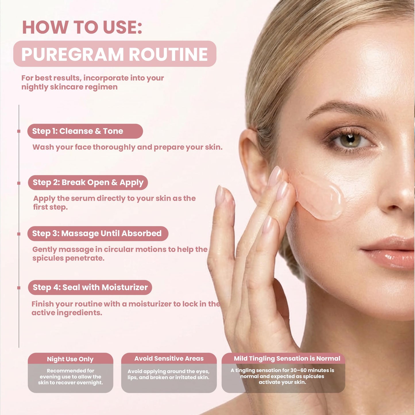 PUREGRAM Collagen Booster Shot 100 Ampoule, Daily Spicule Microneedling Collagen Serum for Skin Texture, Elasticity Look & Healthy Glow with Bakuchiol, Korean Skincare (0.07 fl oz x 6)