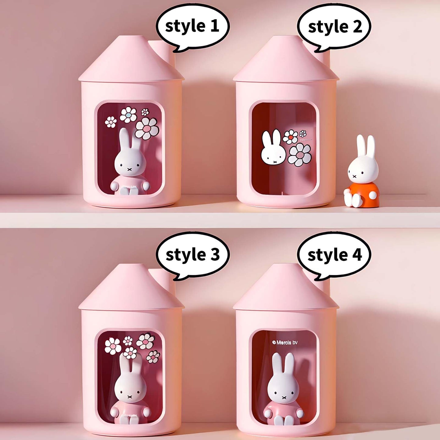 Mipow x miffy BTA700M Cool Mist Humidifier for Bedroom,Ultrasonic Quiet Humidifier with Night Light,450 ML Double Spray Humidifiers for Nursery,Office Indoor Plants (Pink), Gift for Father's Day