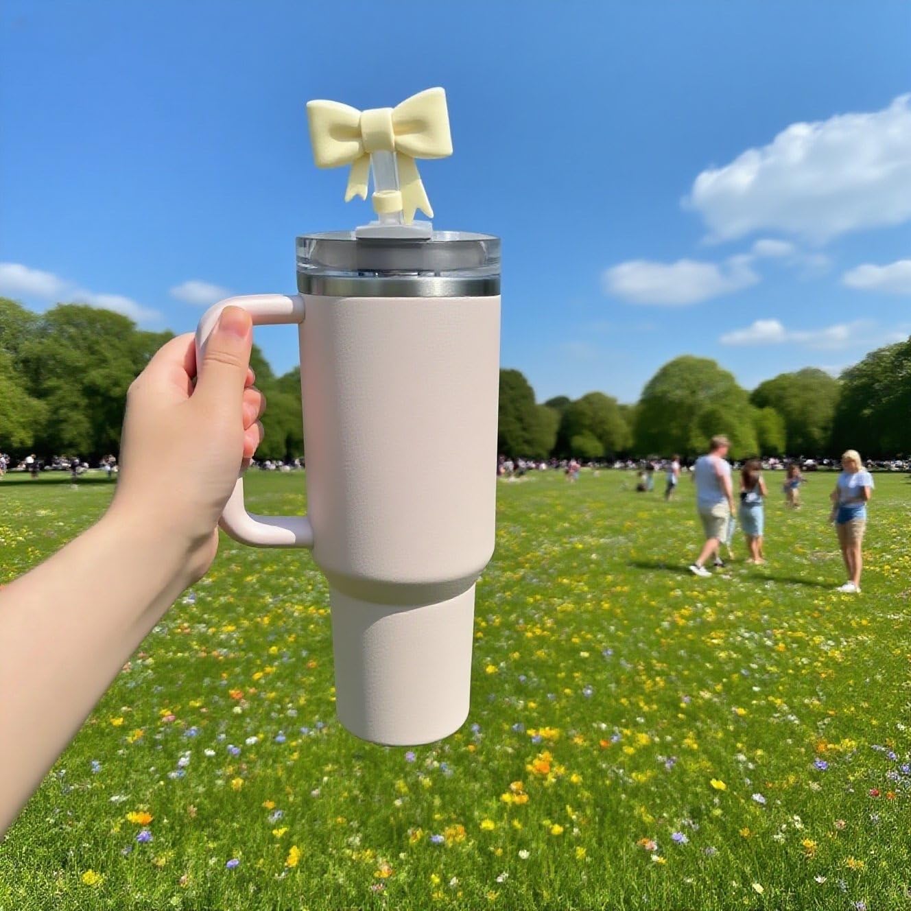 10mm Bow Shape Straw Topper for Stanley Cup (Cream White)