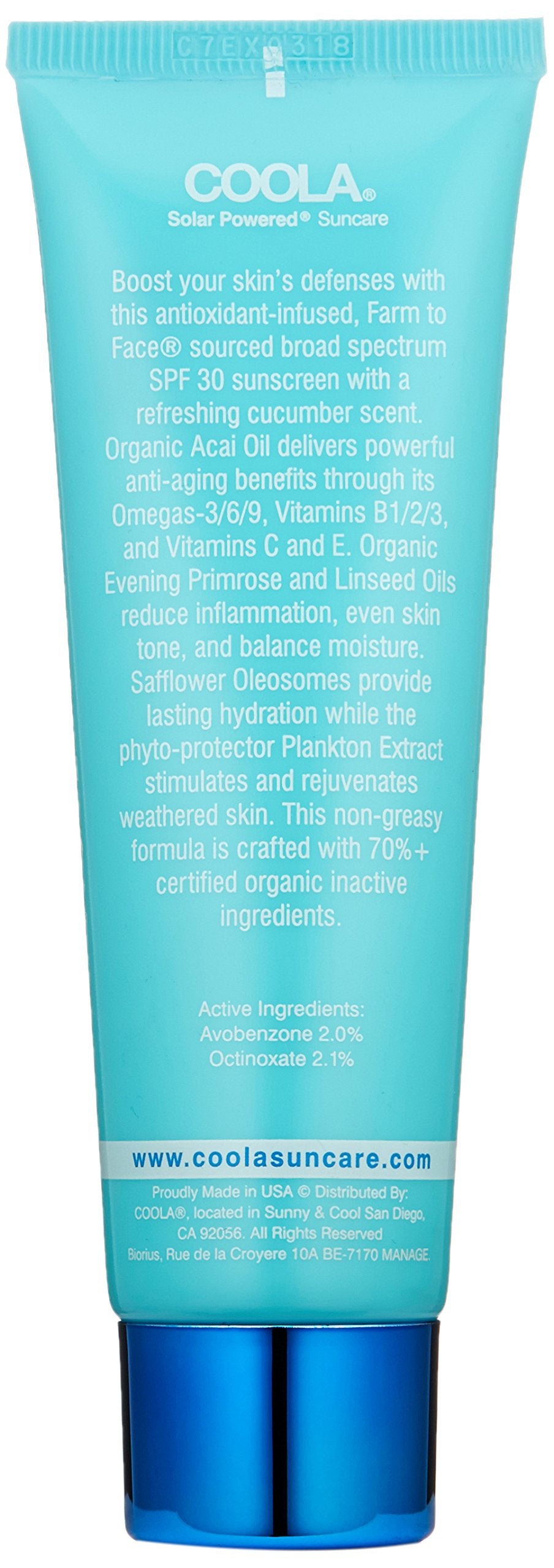 COOLA Organic Classic Sunscreen Moisturizer, Broad Spectrum SPF 30, Reef-Safe, Fragrance Free, 1.7 Fl Oz