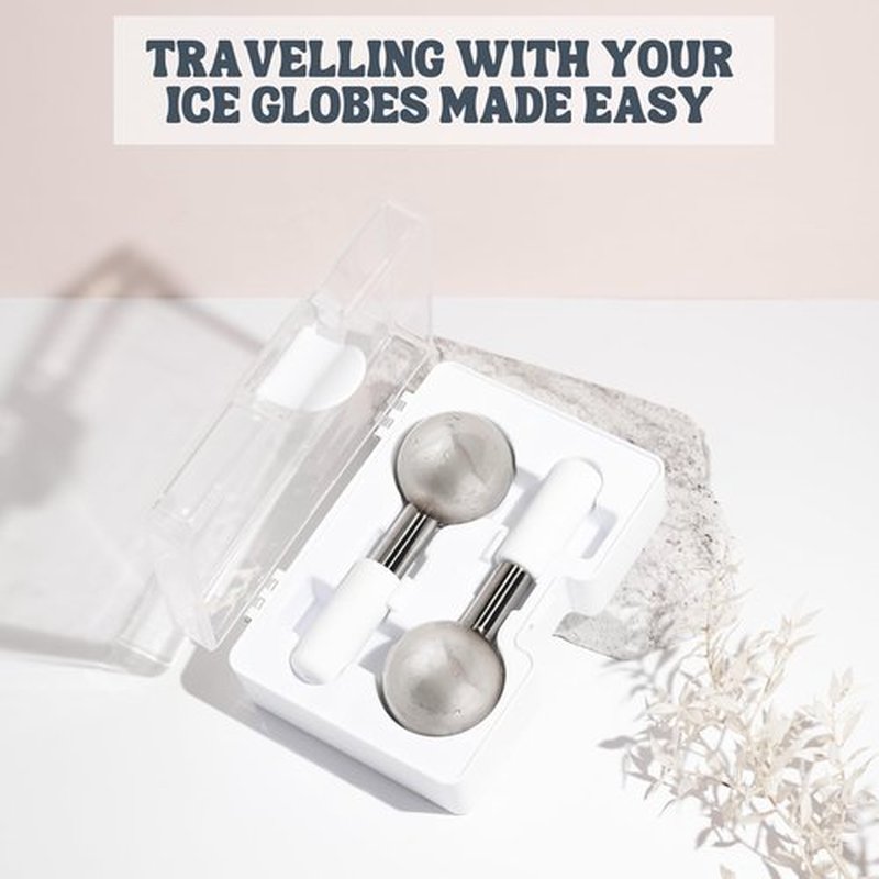 Eli with Love Ice Globes for Facials - 360 Rotating Unbreakable Steel Ice Globes with Carry Case - Professional Esthetician Supplies - Ice Roller for Face and Eyes - Ideal Skincare Tool (White)
