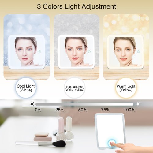Relavel Travel Makeup Bag With LED Mirror, Cosmetic Train Case with Light up Mirror, Portable Makeup Artist Organizer Bag with Adjustable Dividers, Makeup Brush Holder Storage, Black