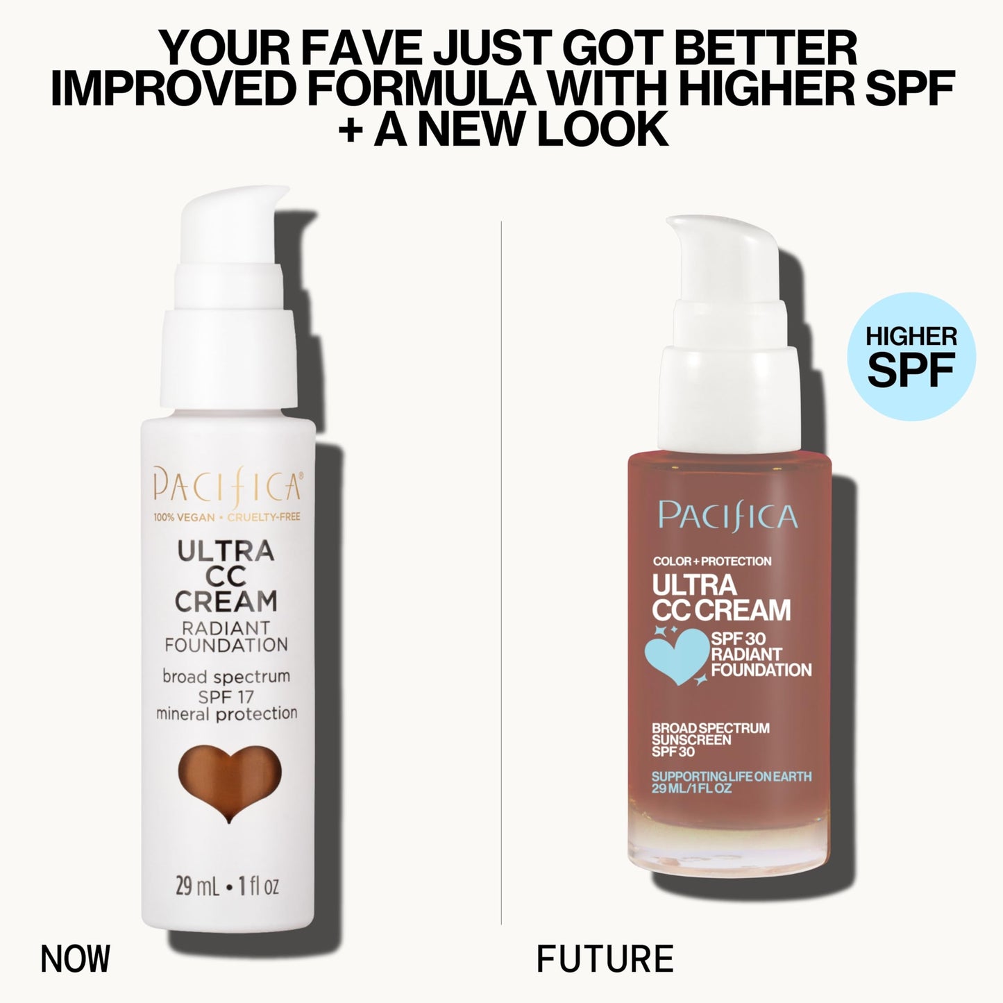 Pacifica Ultra CC Cream Radiant Foundation SPF 17 - Cool-Deep – Medium Coverage Color Correcting Cream, Dewy Finish, Mineral SPF, 1 oz