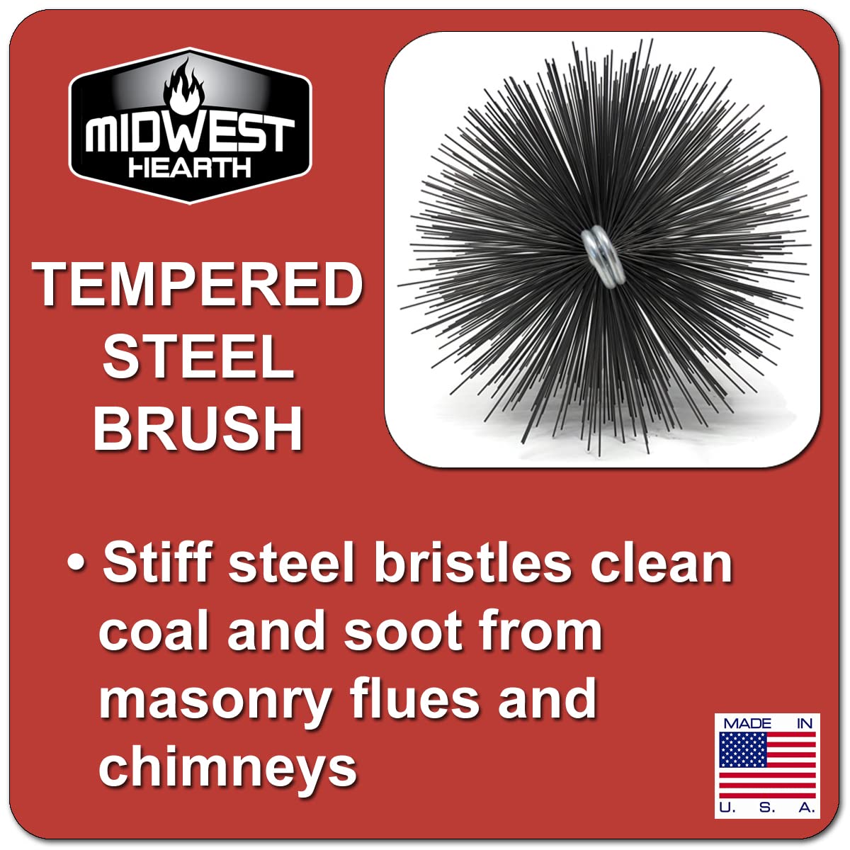 Midwest Hearth Wire Chimney Cleaning Brush (8-Inch Round) Made in USA