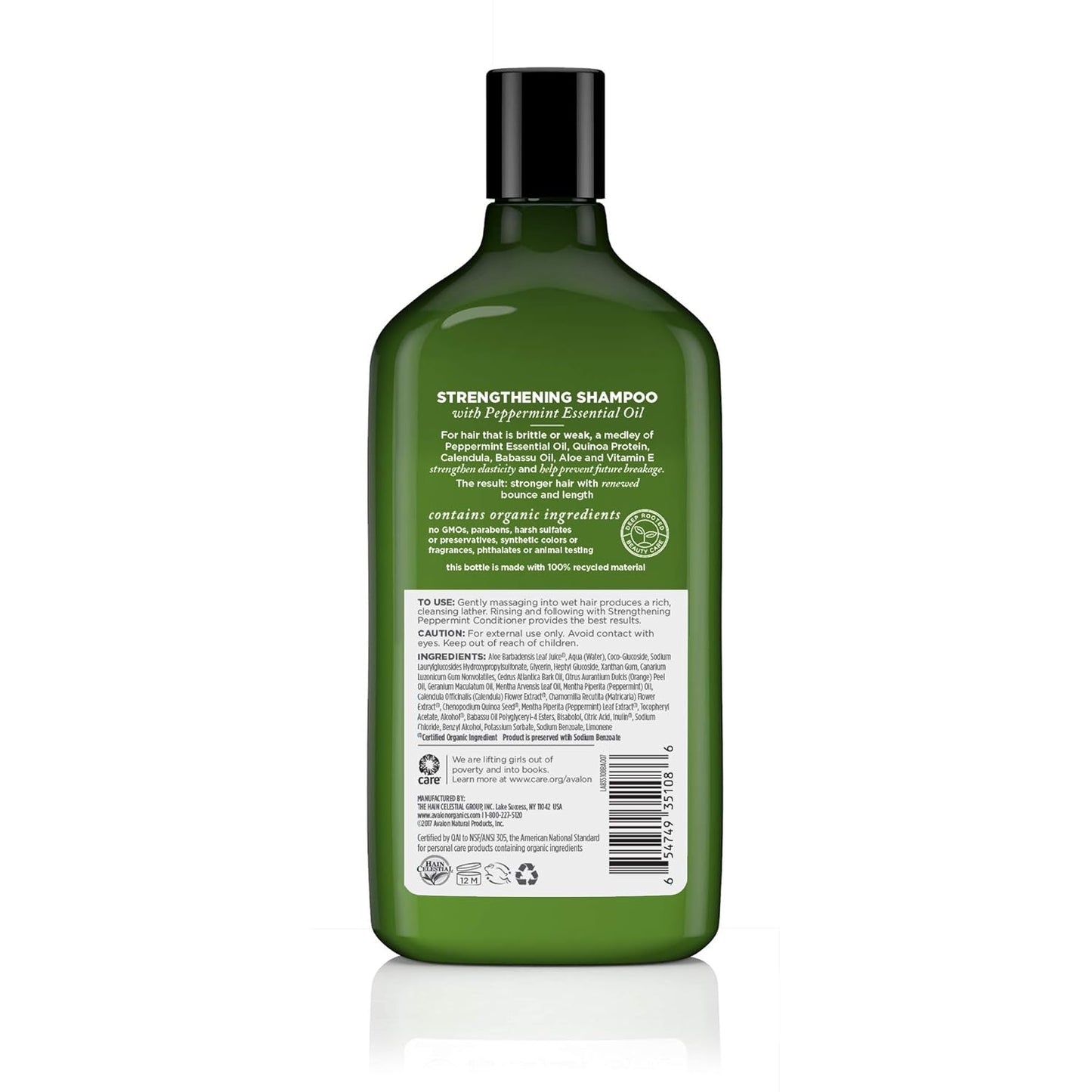 Avalon Organics Strengthening Peppermint Shampoo, 11 oz. (Pack of 3)