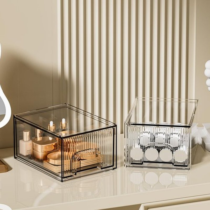 ZHIAI 2 Pack Clear Stackable Storage Drawer, Acrylic Drawer, Cosmetic Organizer, Plastic Organizer for Dresser, Under, Kitchen Cabinet, Pantry, Home Organization and Storage