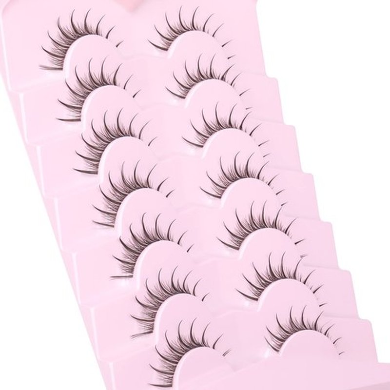 Manga Lashes Anime False Eyelashes Wispy Natural Lashes Manhua Individual Clusters Extensions with Clear Band Japanese Korean Makeup 7 Pairs Fake Eyelashes Pack by EYDEVRO