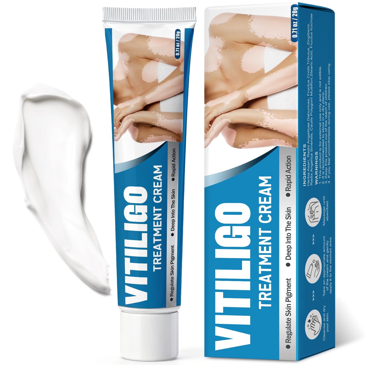 VEXWOLQ Vitiligo Cream, Natural Vitiligo Treatment Cream for Skin Vitiligo-Improve Pigmentation & Fade White Spots, Skin Topical Cream with Gentle Formula for women & men, 20g