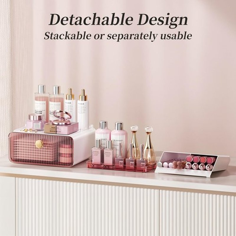GPREESUS 2-Tier Makeup Organizers Countertop,Versatile Bathroom Counter Organizer,Cosmetic Make Up Organizers for Vanity,Cute Skincare Organizer (Blush)