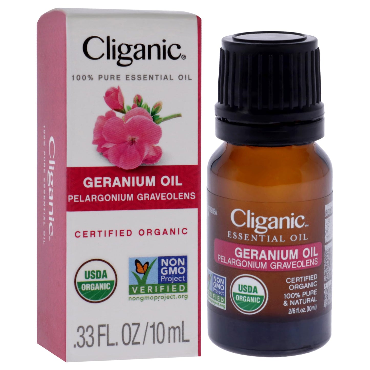 Cliganic Organic Geranium Essential Oil, 100% Pure Natural for Aromatherapy | Non-GMO Verified