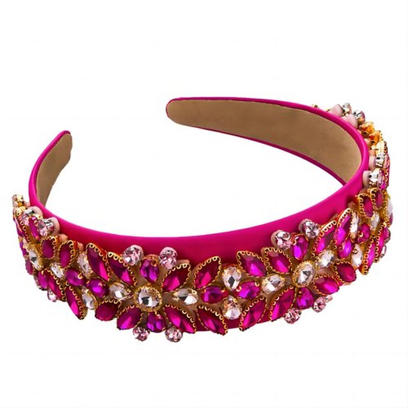 MUQINGWAN Fashion Women's Headband, Women Headband Gorgeous Retro Crystal Rhinestone Girl's Headband, Accessories For Women And Girl (Rose red)