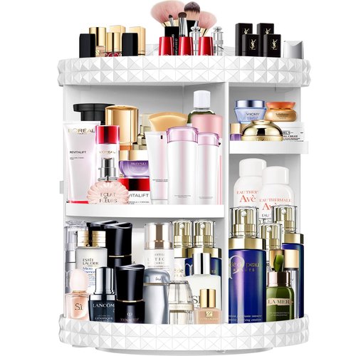 MISERWE Makeup Organizer 360 Degree Rotating 7 Adjustable Layers Large Capacity Cosmetic Organizer Transparent Make Up Organizers and Storage