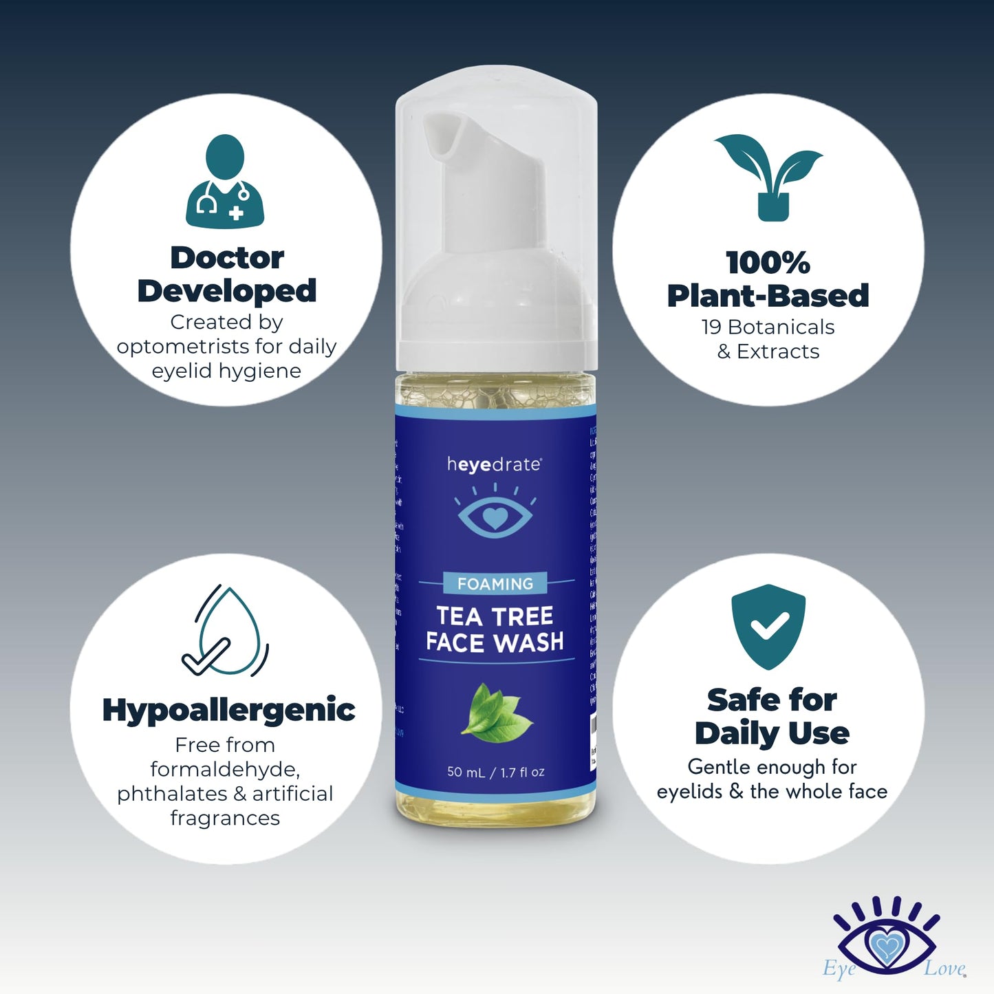 Heyedrate Foaming Tea Tree Face Wash and Eyelid Cleanser – Eye Love