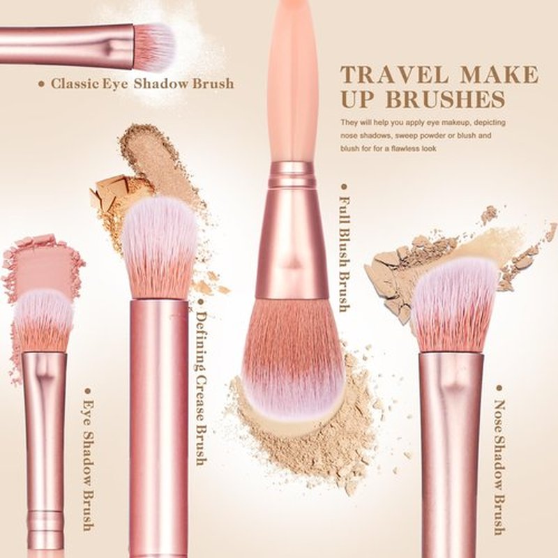 travel makeup brush set，travel size makeup brushes，travel small makeup brush set， makeup brush travel case， mini makeup brushes travel set, travel make up brushes set, eyeshadow brush set， eye shadow