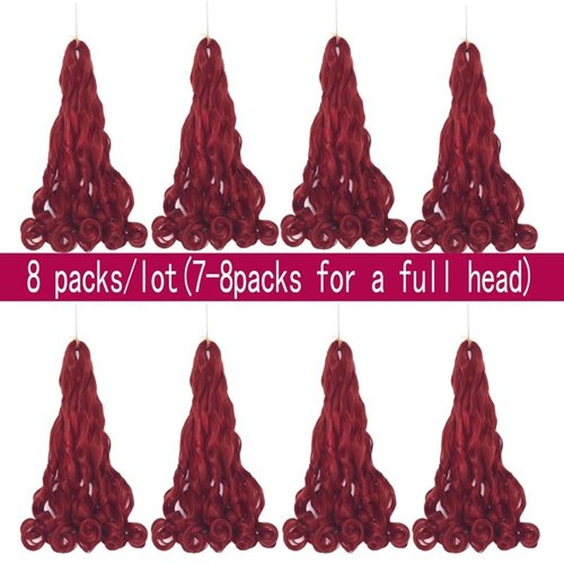 8 Packs French Curly Braiding Hair 30 Inch Loose Wave Spiral Curly Crochet Hair for Black Women Pre Stretched Braiding Hair with Curly Ends (30 Inch（Pack of 8）, #Burgundy)