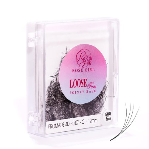 ROSE GIRL Loose Promade Fans - Natural Look Handmade Volume Eyelashes From 3D To 16D - C CC D DD Curl - False Lashes Extensions - Thickness 0.03~0.1 mm - 8~20 mm Length(4D-0.07-D (16mm))