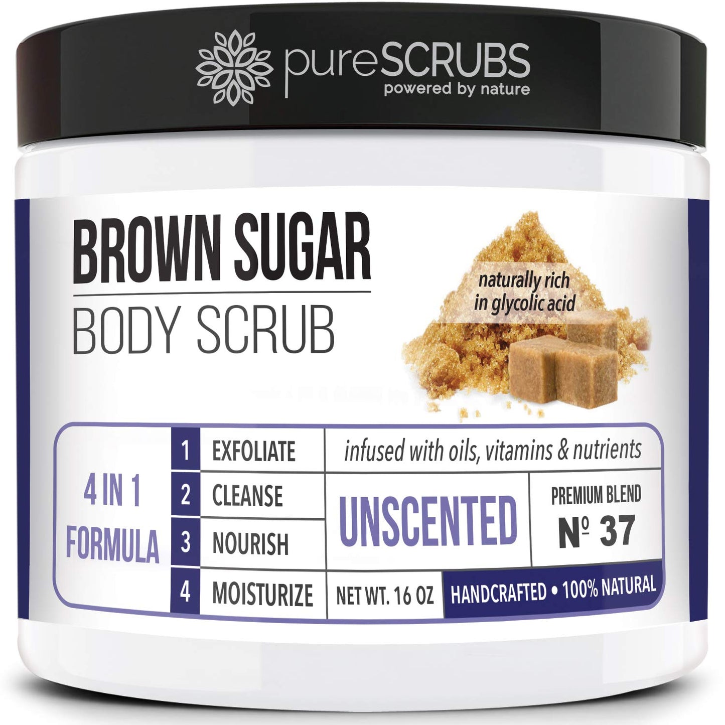 pureSCRUBS Exfoliating Unscented Brown Sugar Scrub Set for Sensitive Skin
