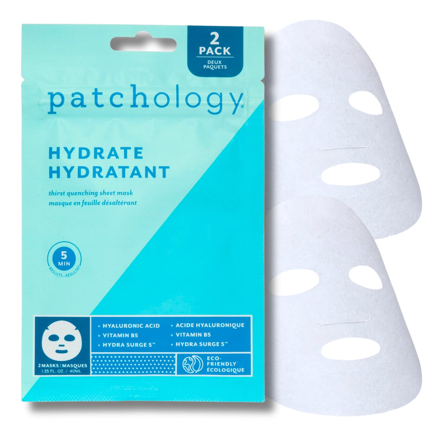 Patchology Hydrate FlashMasque Sheet Mask with Hyaluronic Acid | 2pk