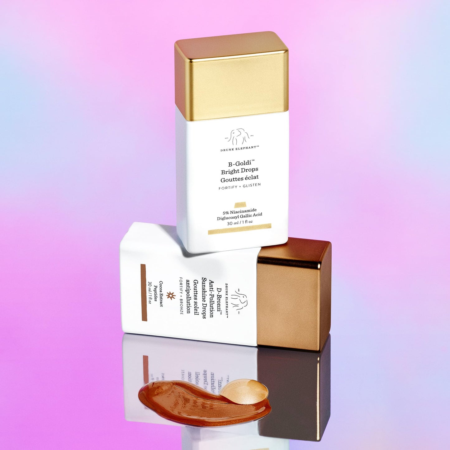 Drunk Elephant Time to Reflect Kit - includes B-Goldi Bright Drops (30 ml/1 fl oz) and D-Bronzi Anti-Pollution Sunshine Drops (30 ml/1 fl oz)