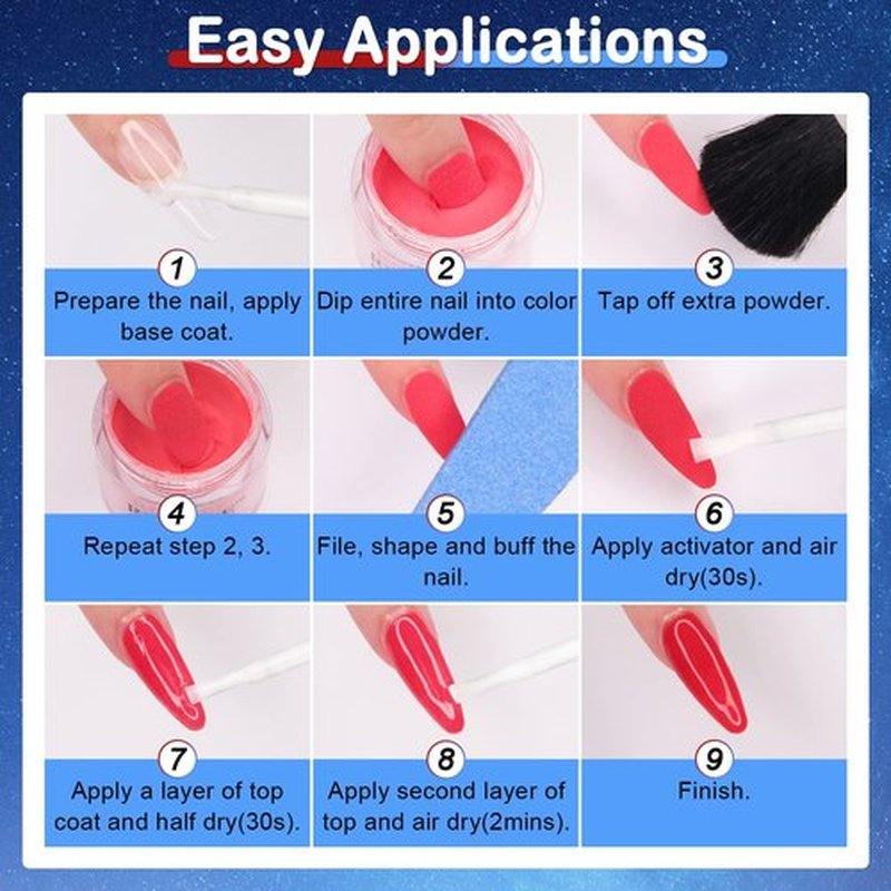 REDNEE 39pcs Nail Dip Powder Kit, 30 Shiny Colors Classic Black Red Glitter with Dipping Powder Essential Liquid Set & Professional Nail Tools for Beginner DIY at Home RE21