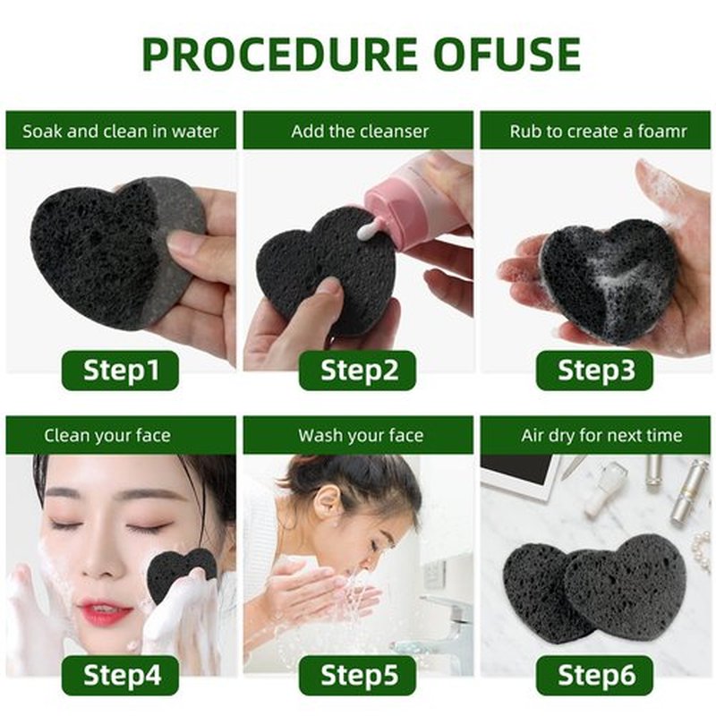 50-Count Facial Sponges Compressed, 100% Natural Cellulose Face Sponge Professional Cosmetic Spa Sponges for Face Cleansing, Exfoliating Mask, Makeup Removal for Travel and Home, Black