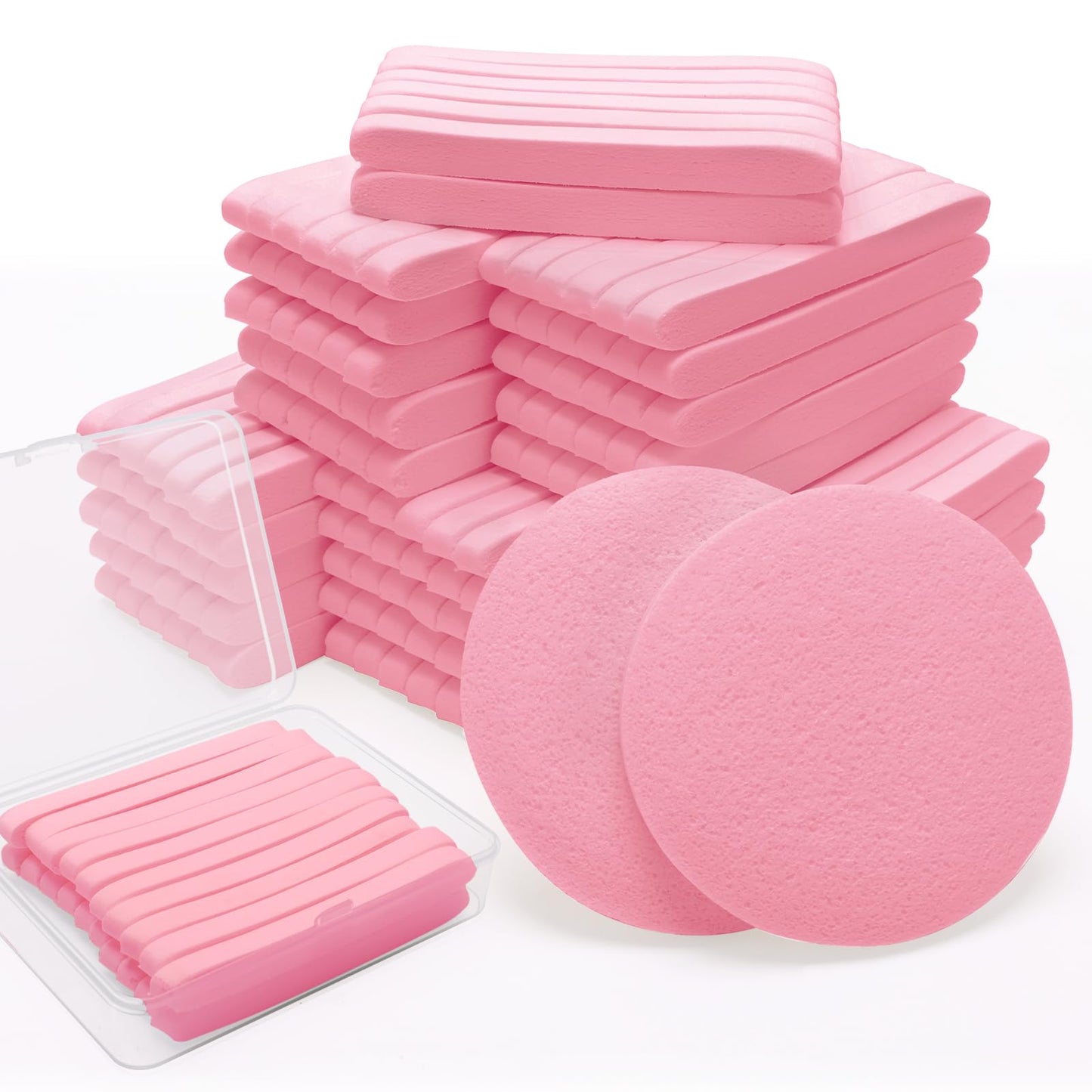 240+1 Count Compressed Facial Sponges, Luxiv Round Face Sponge Professional Compressed Makeup Removal Sponges for Estheticians Wash Face Sponge Compress Exfoliating Spa Pads With Portable Case