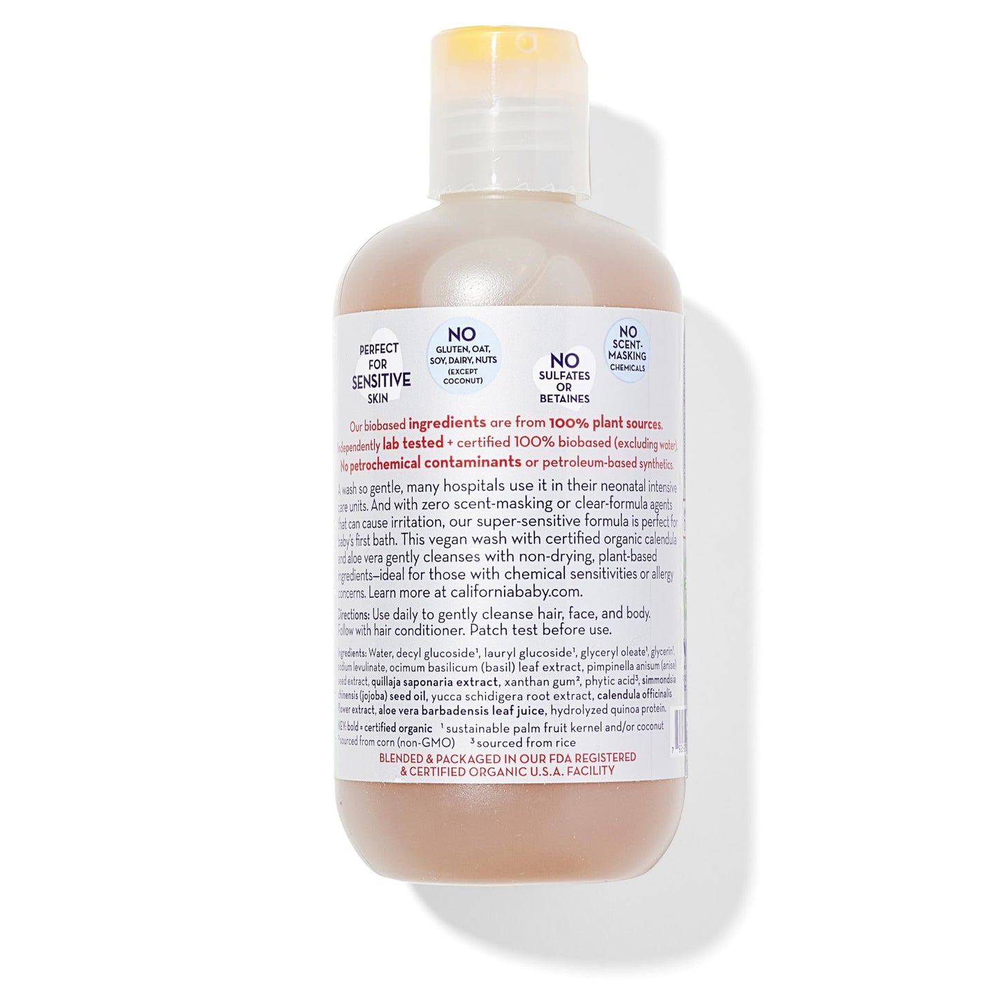 California Baby Super Sensitive Baby Shampoo + Baby Wash | 100% Plant-Based | Unscented Body Wash For Sensitive Skin | Hypoallergenic | 251mL / 8.5 oz