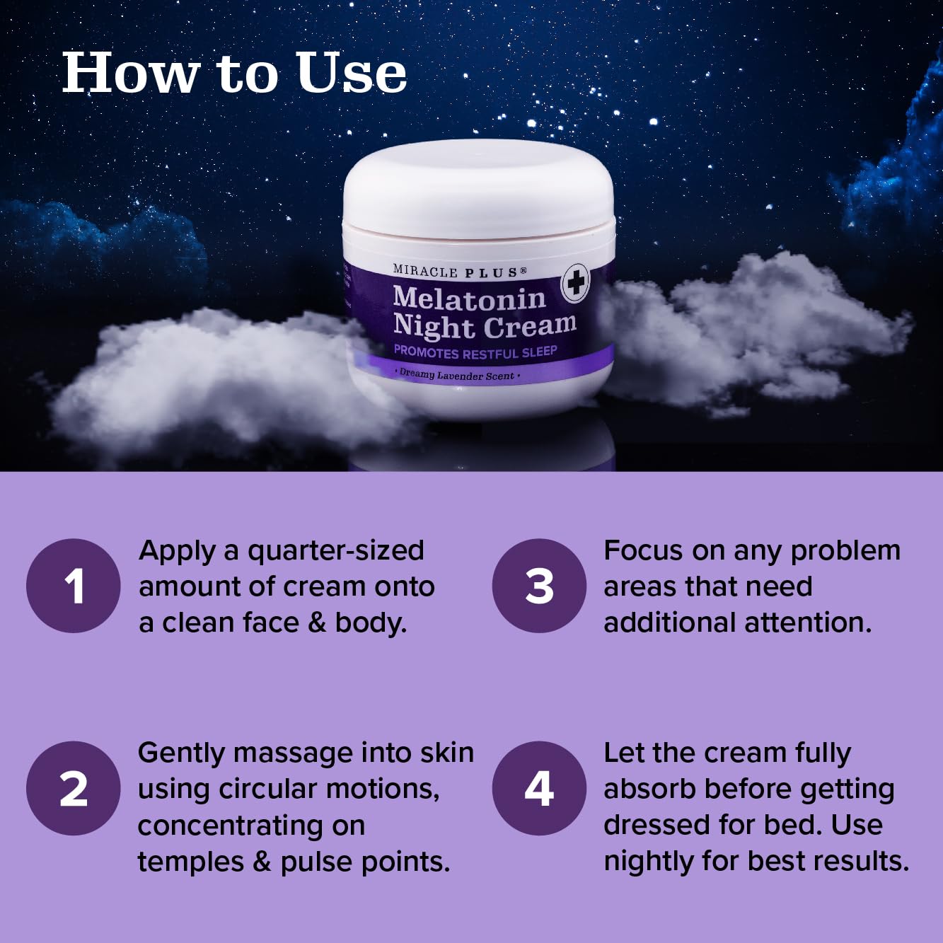 Miracle Plus Melatonin Night Cream Skin Care With Lavender & Chamomile + Magnesium Leg Cream, Massage Topical Night Body Lotion Into Skin To Help Promote Better Rest, (2-Pack)