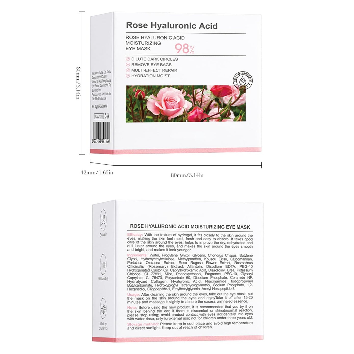 Rose Eye Masks, 60 PCS Eye Patches for Puffy Eyes and Dark Circles, Hydrating Eye Mask Skincare, Eye Patch, Parches Para Ojeras, Under Eye Bags, Reduce Wrinkles and Fine Lines, Improve Eye Skin