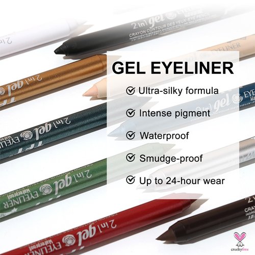 Erinde Waterproof Gel Eyeliner Pencil, Long-Lasting Sharpenable Eye Liner Pen, Waterline Gel Eyeliner Pencil, Ultra-Smooth Creamy Application, Smudge-Proof, Matte Finish, Black