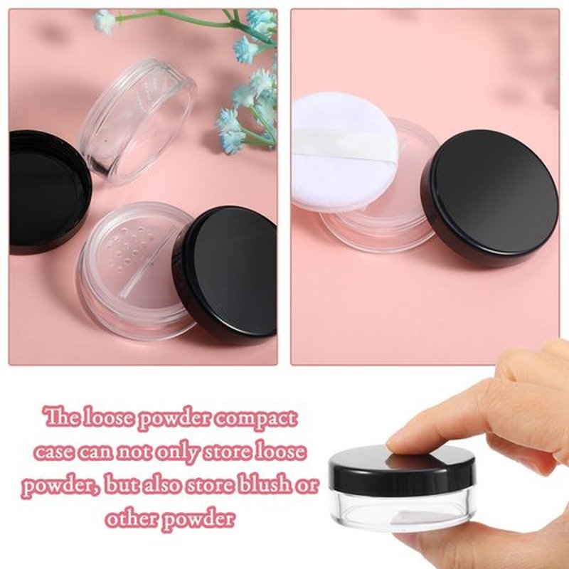 2Pcs Travel Powder Container 10ml/0.34oz Empty Makeup Powder Container with Rotatable Sifter for Women，Face Powder Compact Diy Empty Small Powder Container