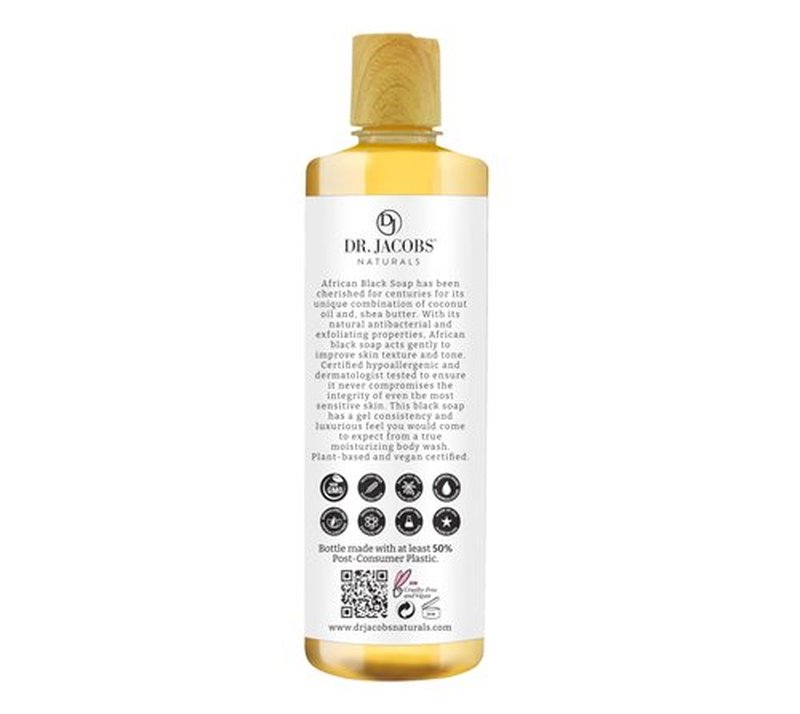 Dr Jacobs Naturals Authentic African Black Liquid Soap with Lavender & Sage Scent | All-In-One Face Wash, Sensitive Skin Body Wash, Shampoo, Shaving Soap | Moisturizing and Nourishing Formula 16oz 1pk