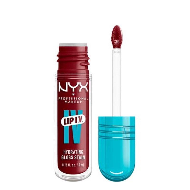 NYX PROFESSIONAL MAKEUP Lip IV Hydrating Gloss Serum, Lip Stain with 12HR Hydration - Cranberry Splash (Red Lip Gloss)
